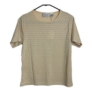All Points by Reference Point Cream Textured Short Sleeve Blouse Size Small